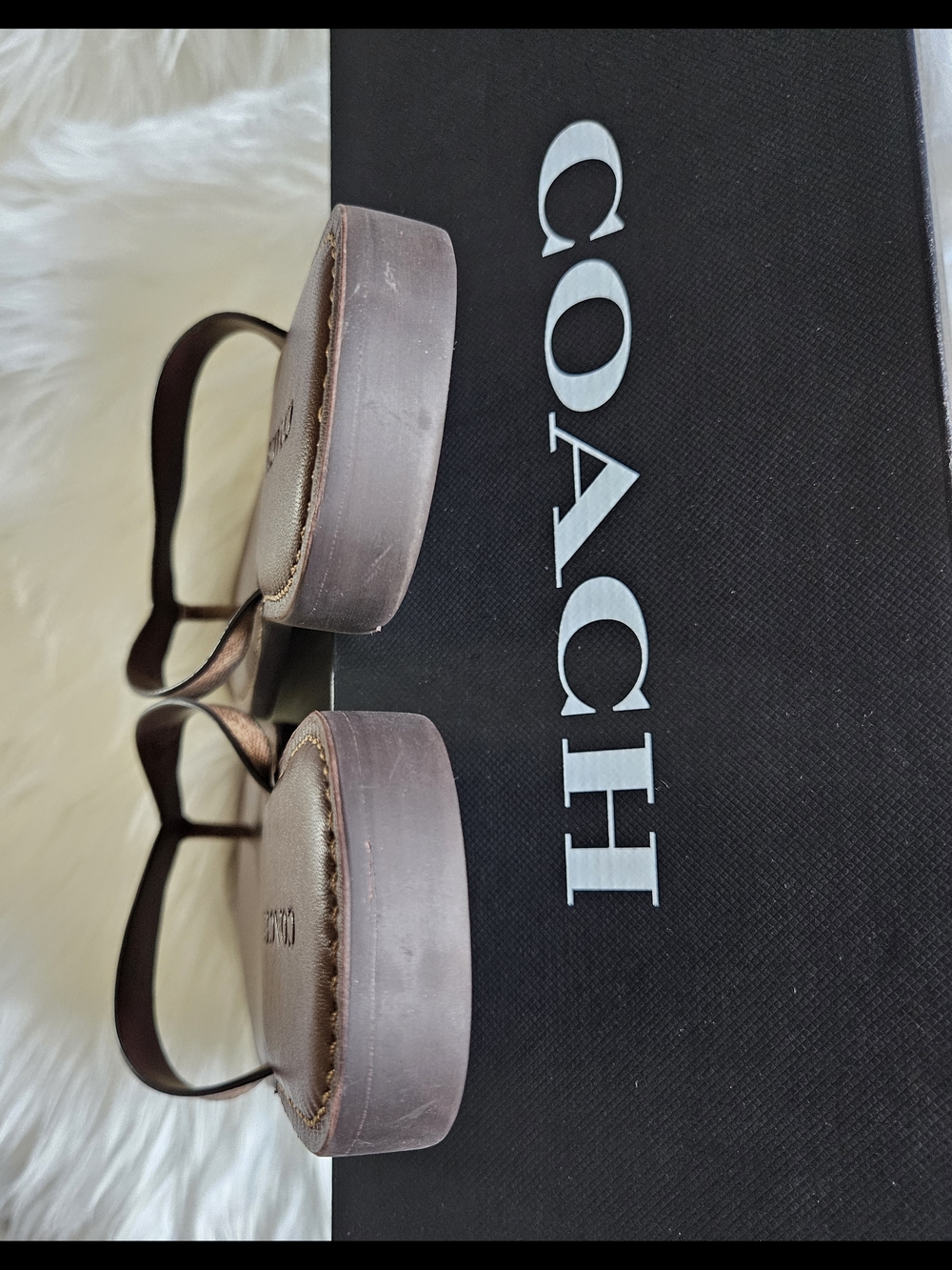 Coach Brown Leather Thong Sandals Size 8 NWT - Picture 5 of 7
